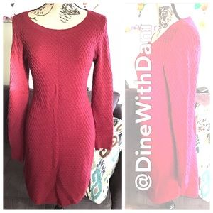 Ox Blood colored chunky knit Loft sweater dress